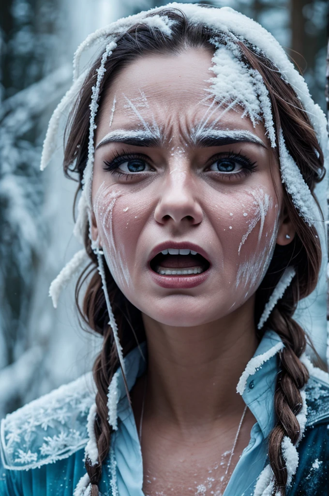 (beautiful screaming nude woman), (eyes open), (terrified expression), (((frightened expression))), (((startled expression))), (((crying))), (((shouting))), (marble face), (face made of marble), (face turning into marble), (head made of marble), (ASFR), (turning into marble), (becoming marble), (in the snow), ((((half made of marble, half made of flesh)))), side profile