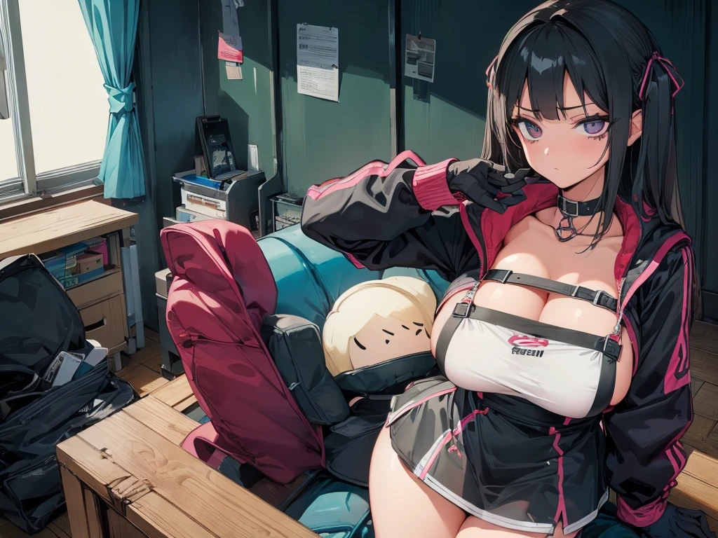 glaring、(Big Breasts)、curvy、(((((1 girl)))))、High-pressure poses、In a dark room、(older sister)、((owncast eyes))、wearing black gloves、Five fingers