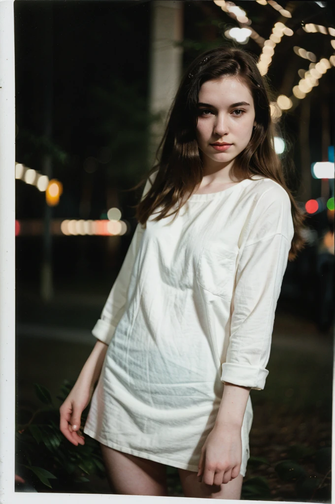 polaroid photo, night photo, photo of 24 y.o beautiful woman, pale skin, bokeh, motion blur