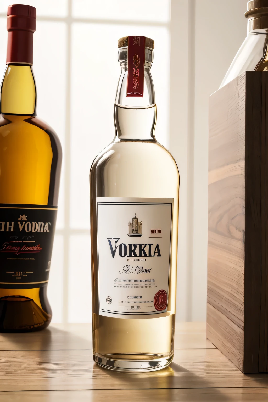 Make a picture of a bottle of vodka c9m label, sophisticated and artisanal production