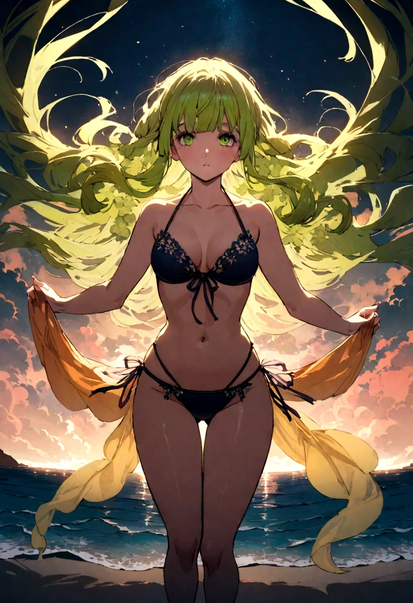 Mitsuri Kanroji that has a bikini but has a beach as its cover
