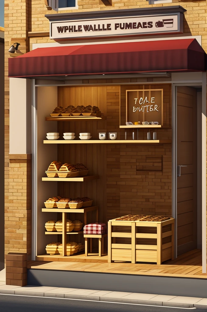 An animated image of a waffle business called the waffle Home 