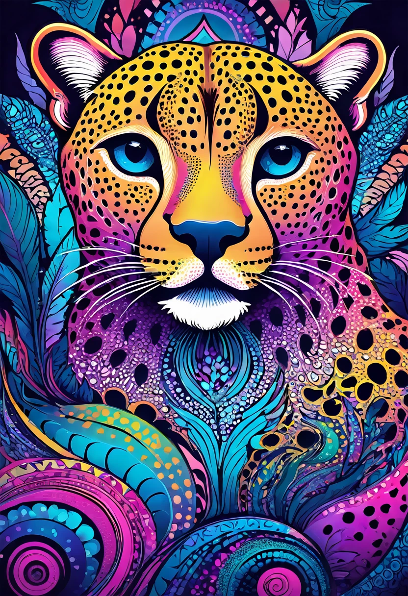 Psychedelic art with a cheetah motif