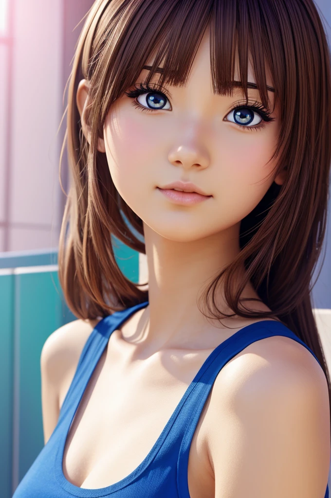 A girl in anime animation style 
