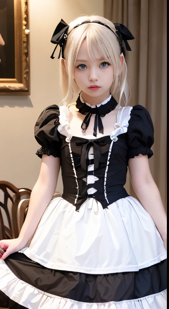 (Tabletop, Highest quality:1.2), 8K, 85mm, Official Art, RAW Photos, Absurd, Platinum Blonde Hair, (blue eyes, Lolita Fashion, Sweet Lolita, Gothic, dress:1.2), Idol's face, Upper Body, beautiful girl, Gardeniass, Copenhagen, Short sleeve, grace, Sophisticated, Gardenia, View your viewers, Film Grain, chromatic aberration, Sharp focus, Face Light, Dynamic Lighting, Cinema Lighting, Detailed face, Bokeh Background