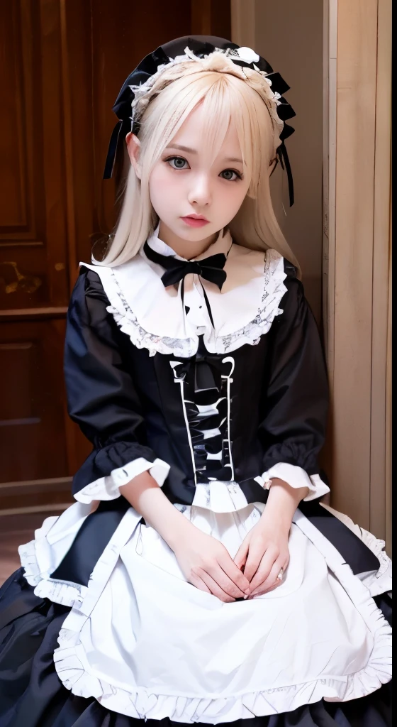 (Tabletop, Highest quality:1.2), 8K, 85mm, Official Art, RAW Photos, Absurd, Platinum Blonde Hair, (blue eyes, Lolita Fashion, Sweet Lolita, Gothic, dress:1.2), Idol's face, Upper Body, beautiful girl, Gardeniass, Copenhagen, Short sleeve, grace, Sophisticated, Gardenia, View your viewers, Film Grain, chromatic aberration, Sharp focus, Face Light, Dynamic Lighting, Cinema Lighting, Detailed face, Bokeh Background