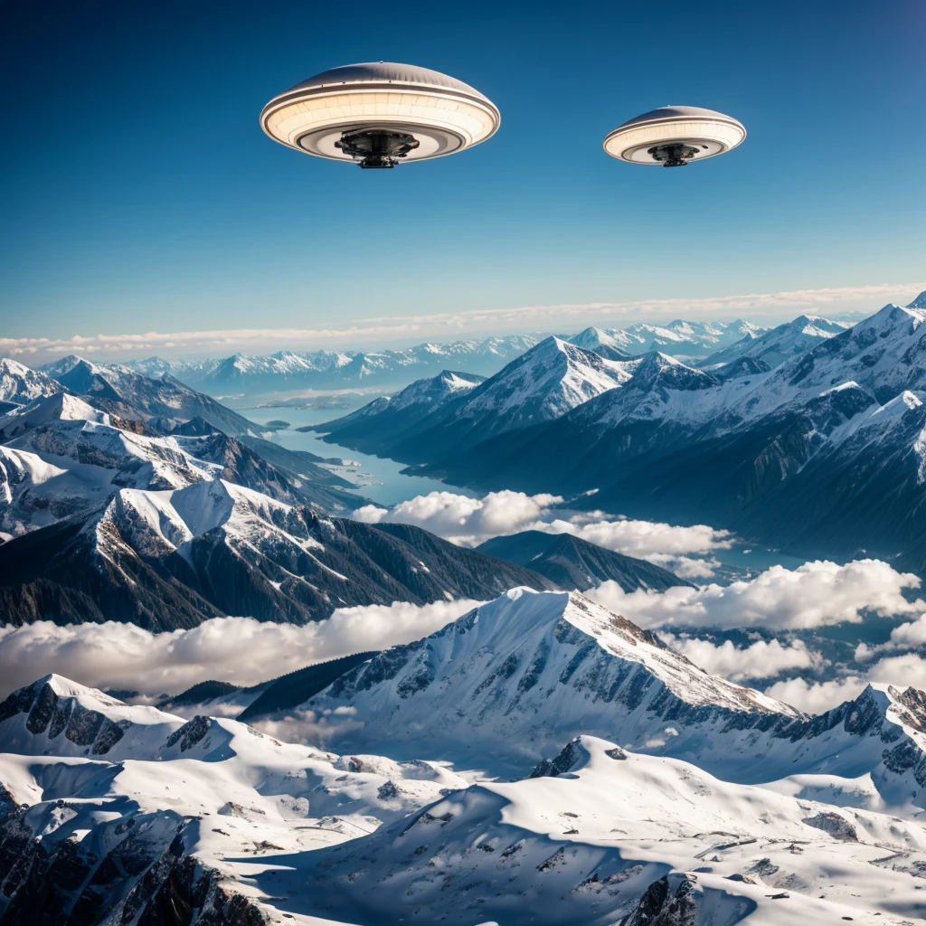 UFO flying over mountains