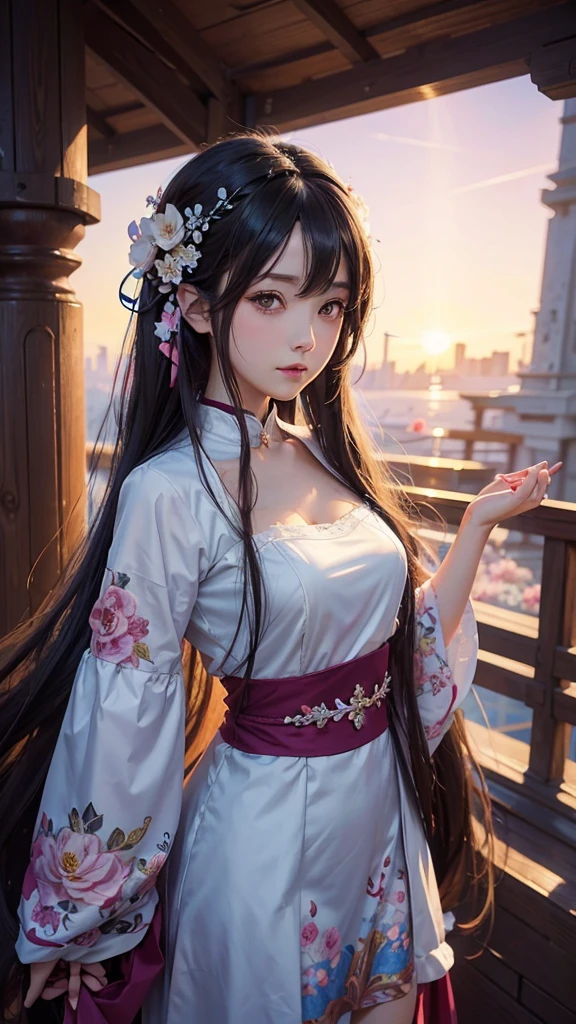anime - style girl with long hair and flowers in her hair, cute anime waifu in a nice dress, beautiful anime girl, cute detailed digital art, beautiful anime portrait, guweiz on pixiv artstation, artwork in the style of guweiz, guweiz on artstation pixiv, detailed digital anime art, anime style 4 k