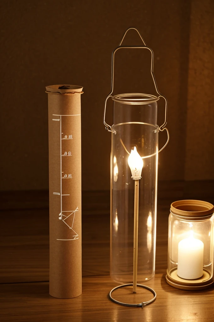 A cardboard lantern in the shape of a test tube
