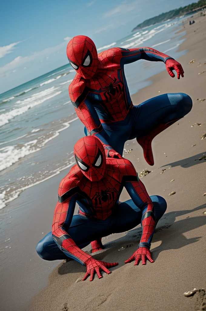 Spider man on the beach