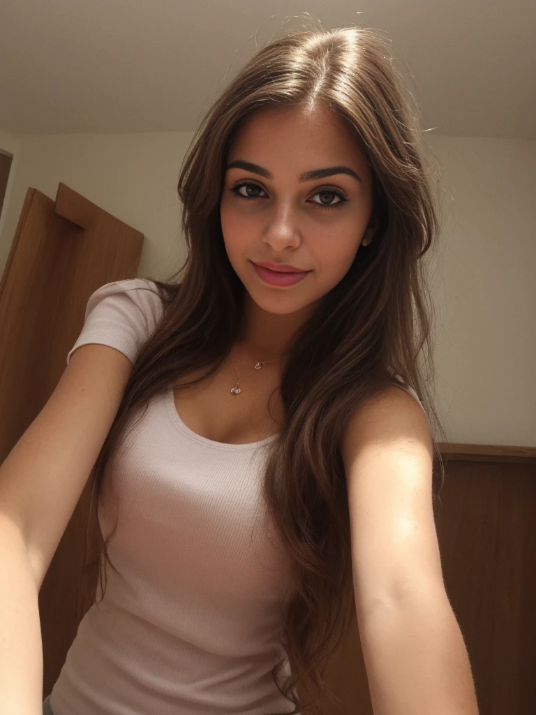 Una selfie de una mujer joven y bonita, Taken with iPhone camera