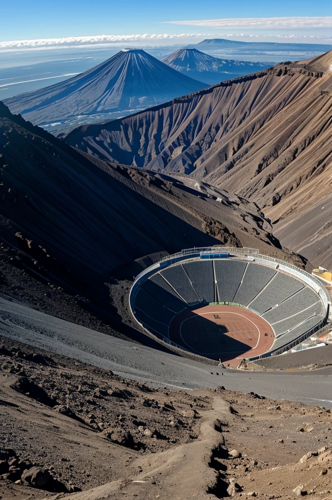 Image of a stadium on a volcano 
