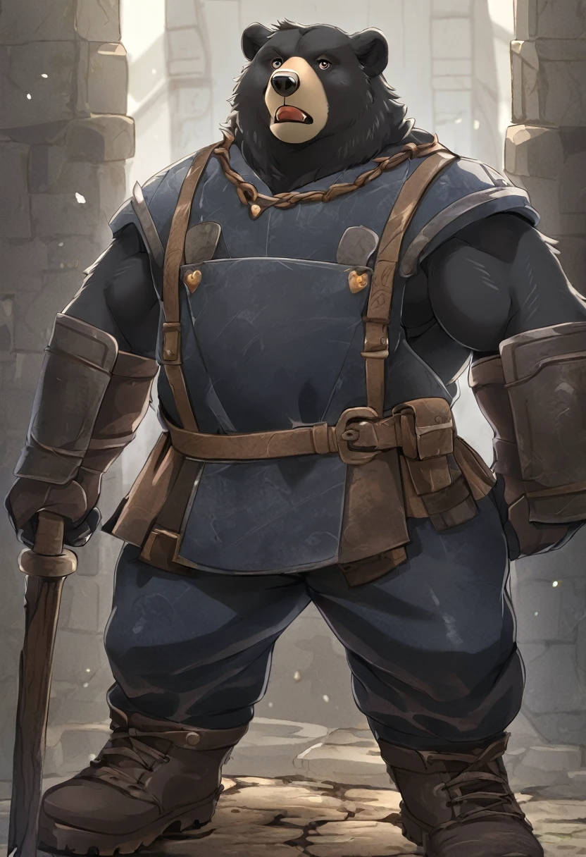 Black Bear，personification，strong，Medieval workers。