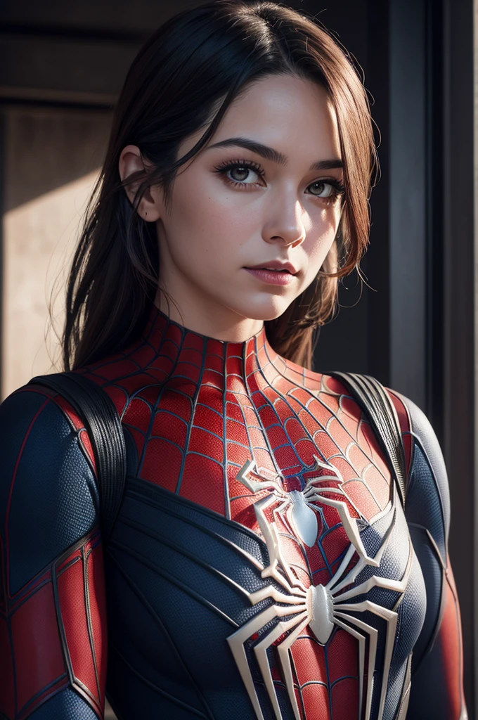 A photograph of Spider-Man, without mask, the 20s, bonitas, face detailed, looking at the camera, portraite, 8k hd, high qualiy