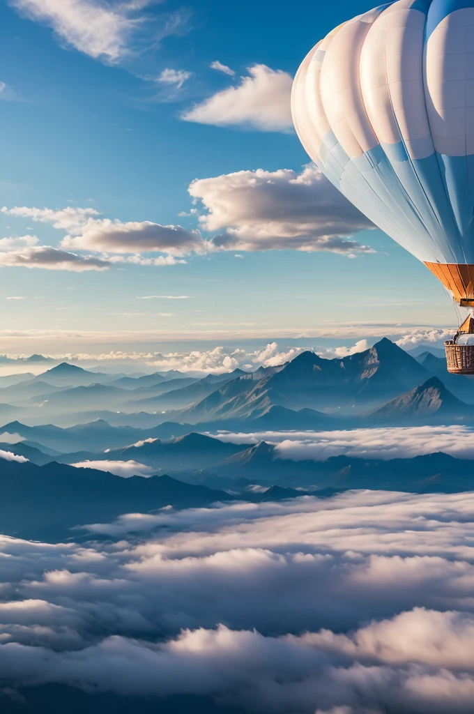 ((masterpiece)), ((Highest quality)), 8K, High resolution, Super detailed, balloon,cloud,Mountain top