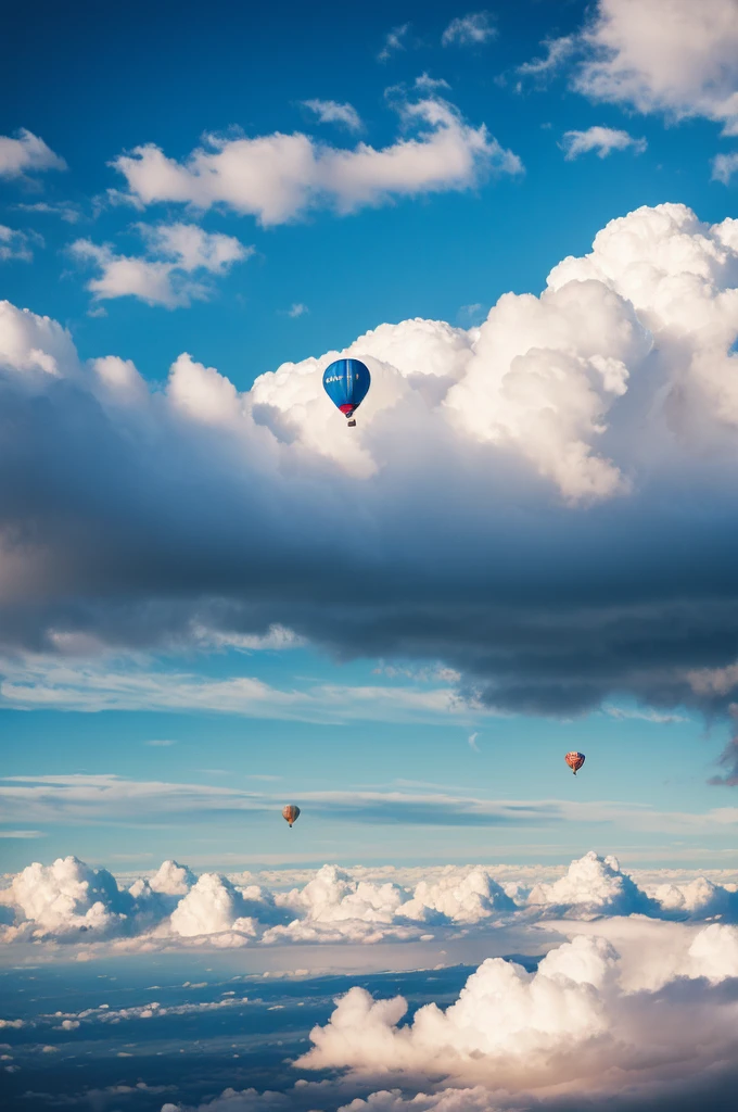 ((masterpiece)), ((Highest quality)), 8K, High resolution, Super detailed, balloon，cloud，Mountain top