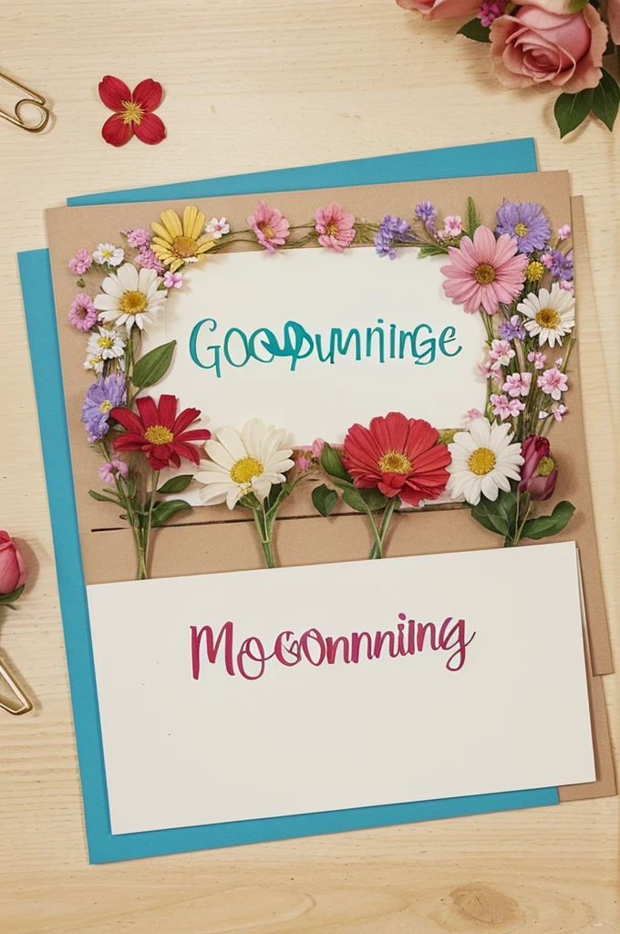 Greetings card with flower theme says "good morning"