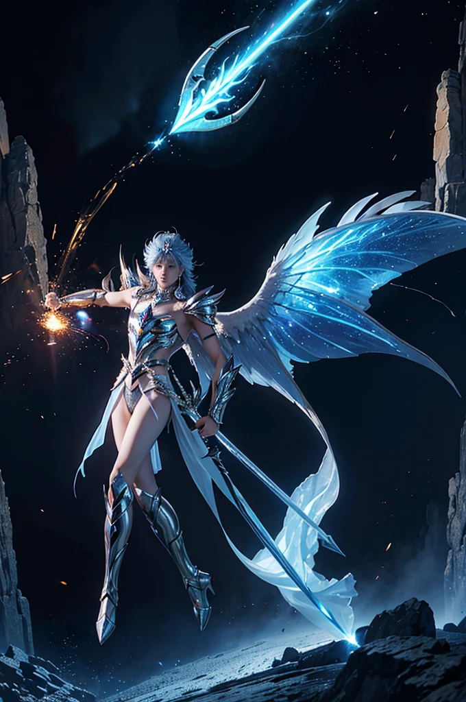 32K transparent、Fantasy、A man fighting demons、Flying sparks、Cutting down demons with a large sword、Saint Seiya-like characters