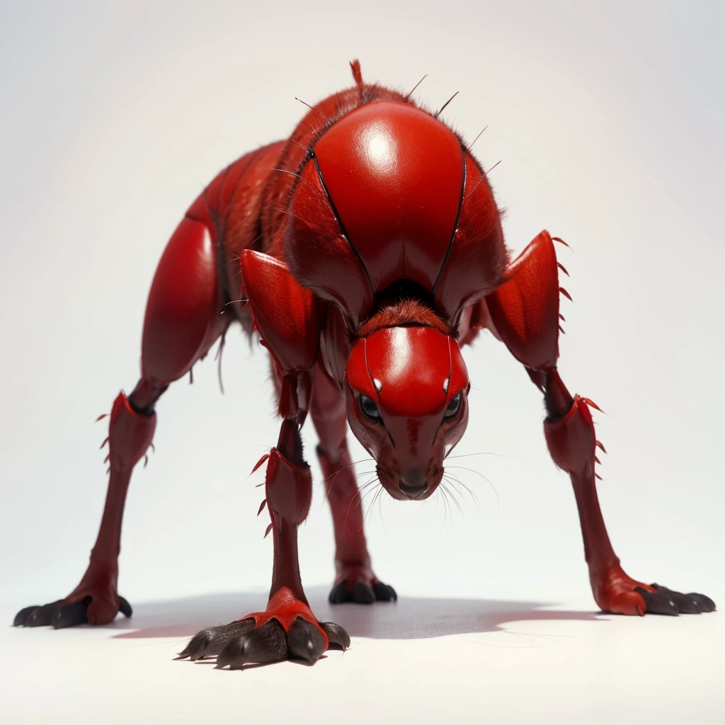 Big Animaly, ant mixed with plasma, reds colour skin, Grassroots background, (white background simpleks)