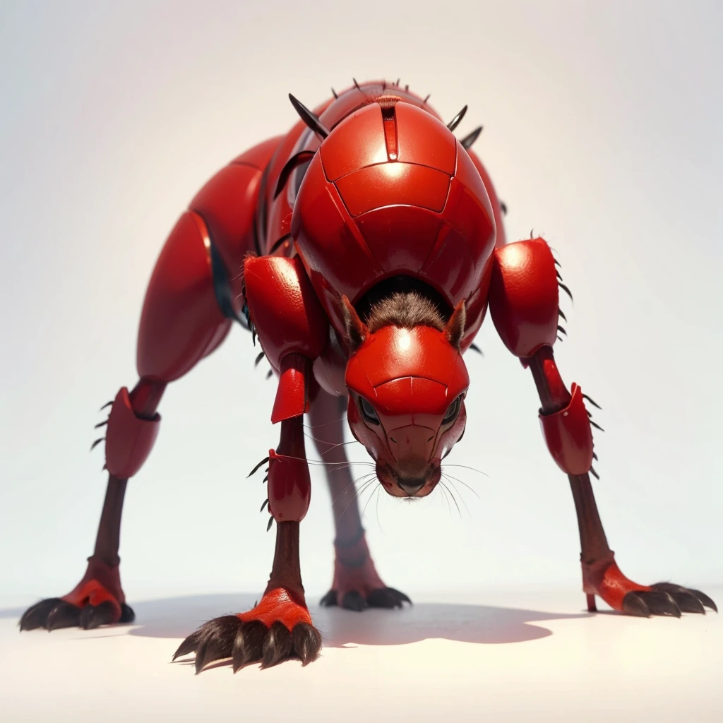 Big Animaly, ant mixed with plasma, reds colour skin, Grassroots background, (white background simpleks)