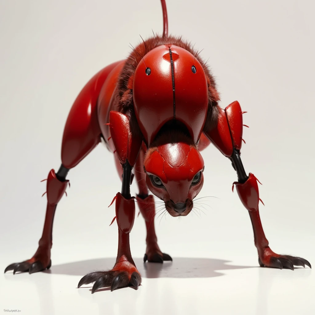 Big Animaly, ant mixed with plasma, reds colour skin, Grassroots background, (white background simpleks)