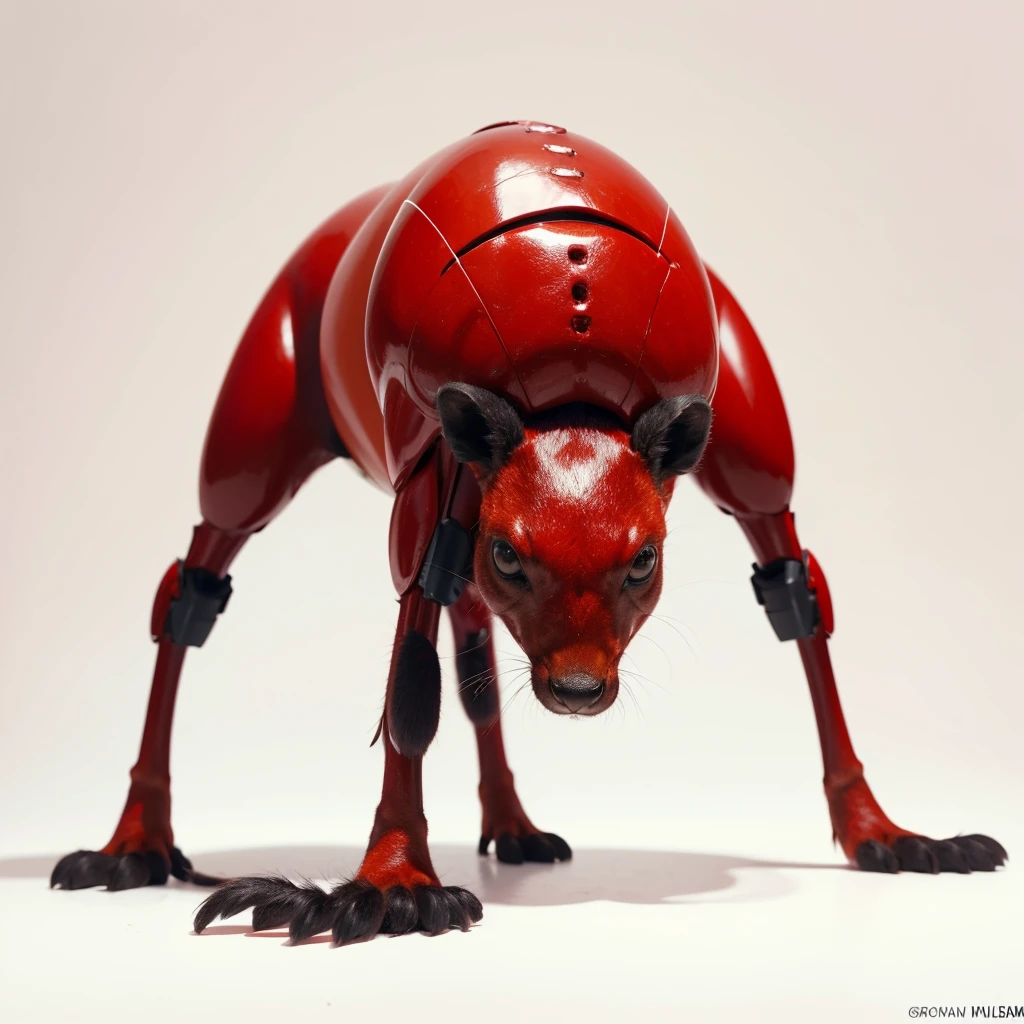 Big Animaly, ant mixed with plasma, reds colour skin, Grassroots background, (white background simpleks)