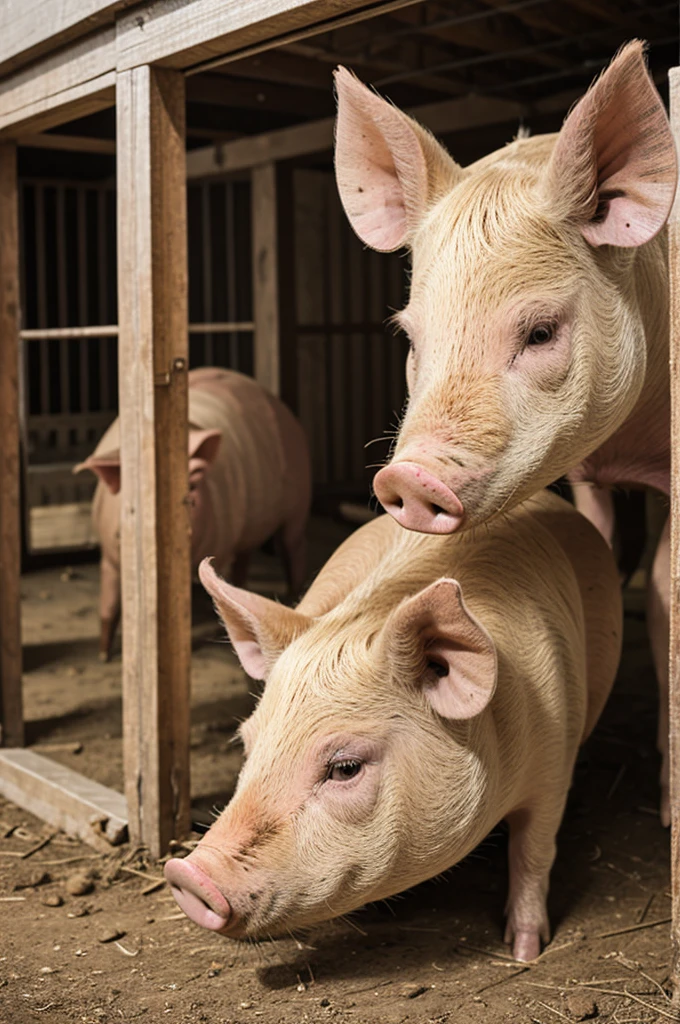 At four pigs, sitting Half circle bleeding from ears