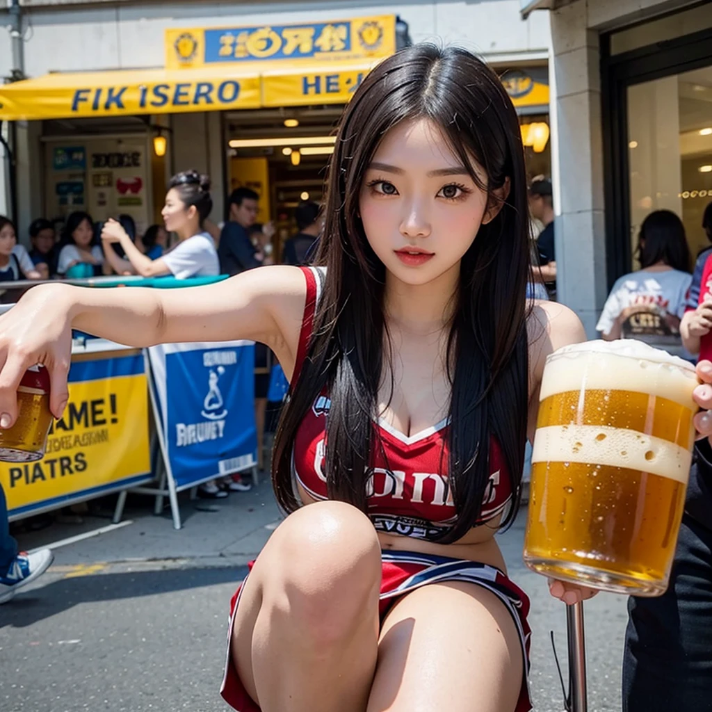 Beer promotion flyer, beauty asian, cheer post