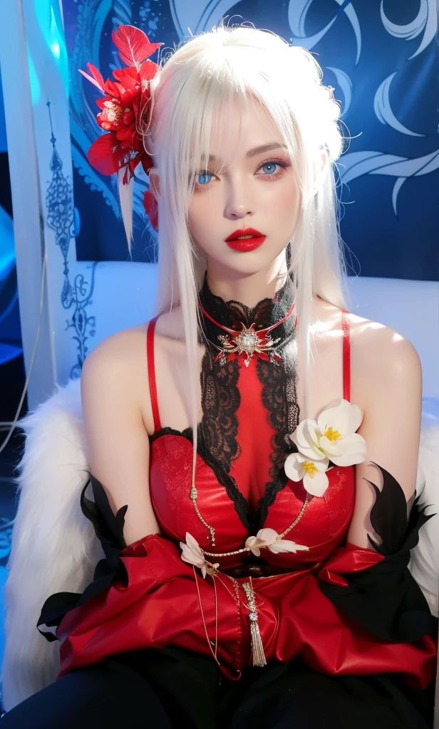 Royal princess,Super detailed, Delicate face, Stock Photography , Portrait 400, F1 Camera Lens.6, Colorful, Surrealism, Realistic textures, Dramatic Lighting, Thin Film Distiller 800 (8K, original photo, Better quality, masterpiece: 1.2), Super detailed, (Extremely delicate skin: 1.2), 8K 超高清, SLR camera, Soft Light, high quality.Fire Queen,Blue pupils,Apply red lipstick,Have a tattoo,The tattoo is very three-dimensional,Gorgeous and intricate tattoo designs,8K Mugshot,Large Breasts,Dark eyeshadow,Sexy thick lips(Red lipstick),Ice Princess,The facial features are very three-dimensional,