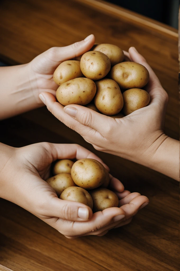 Walusa potato being held in hands