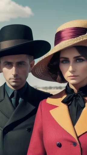 color photo stylish Abramowicz men, focus on their face.