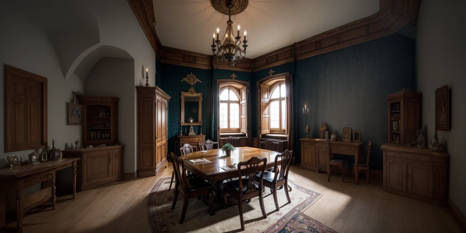 room in a medieval castle with details and good lighting for photography