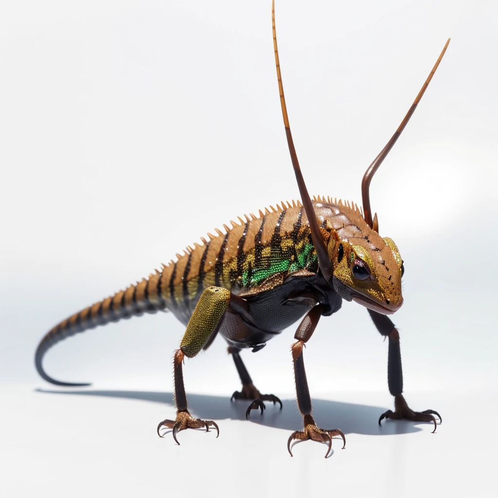 Big Animaly, ant mixed with lizard, plasma skins, Grassroots background, (white background simpleks)