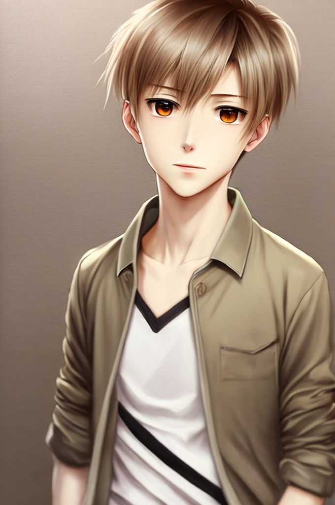 ((realist)), (23 year old boy, white tea short hair, large eyes, Casual clothes)