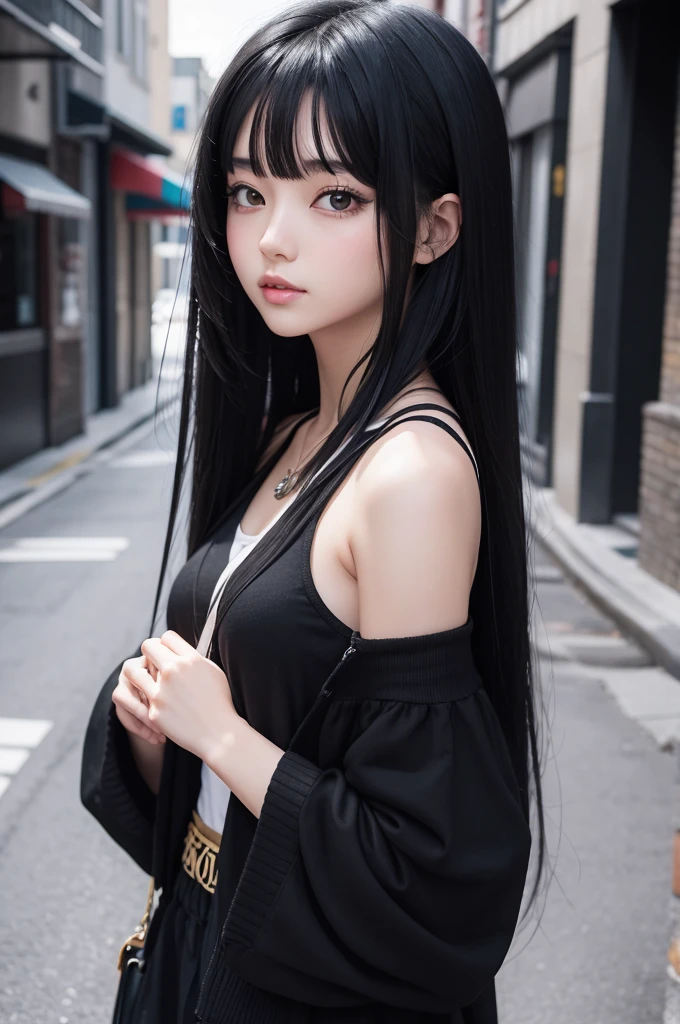 Anime style girl with black hair