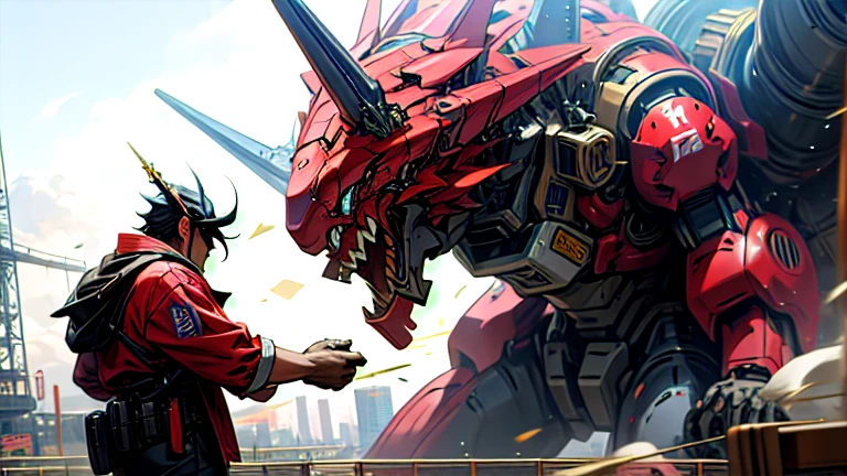 masterpiece、Highest quality、high resolution、8K、Giant dragon robot、Mechagodzilla、Battle with monsters