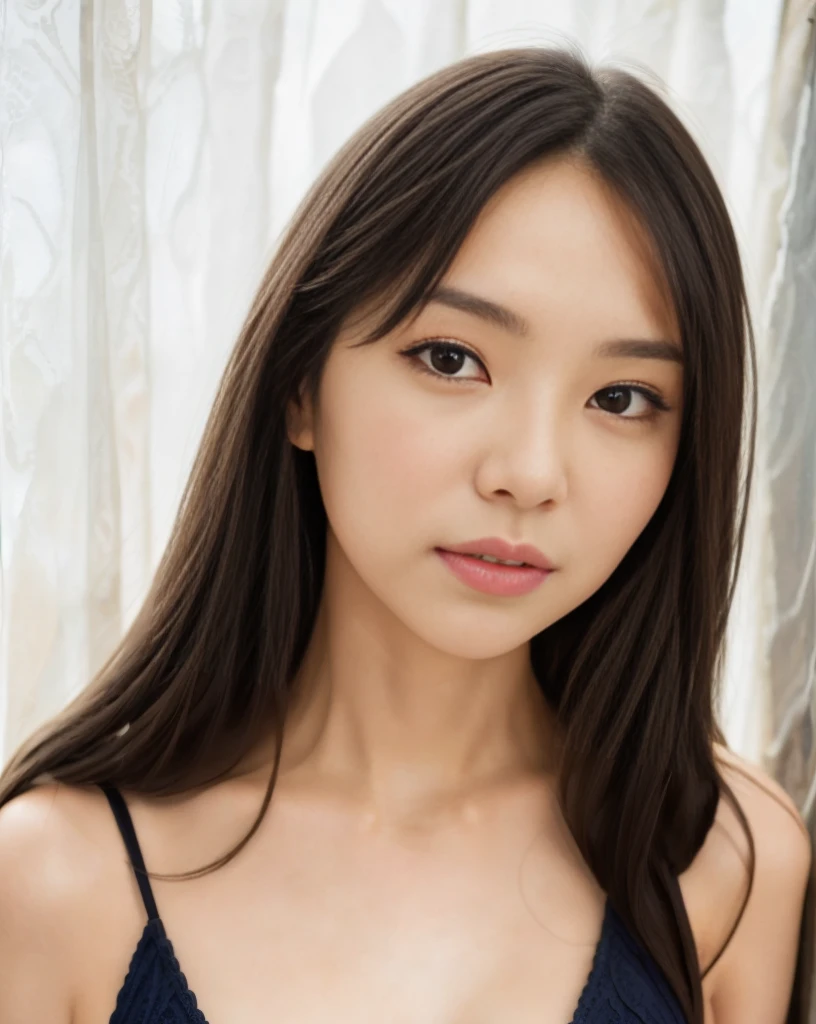 masterpiece, best quality,8k resolution,realistic,, 1 girl, there is a woman with long black hair posing for a picture, a picture by Tadashi Nakayama, flickr,