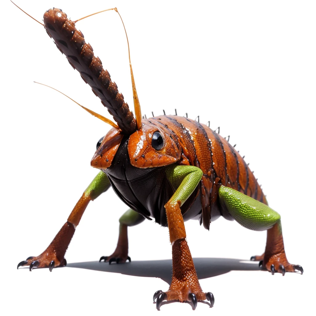 Big Animaly, ant mixed with lizard, plasma skins, Grassroots background, (white background simpleks)