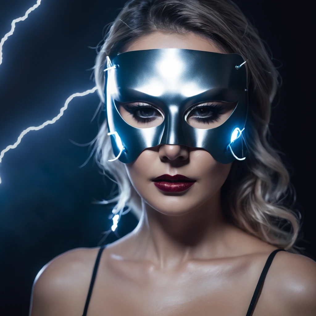 woman with  mask, cinematic lightning