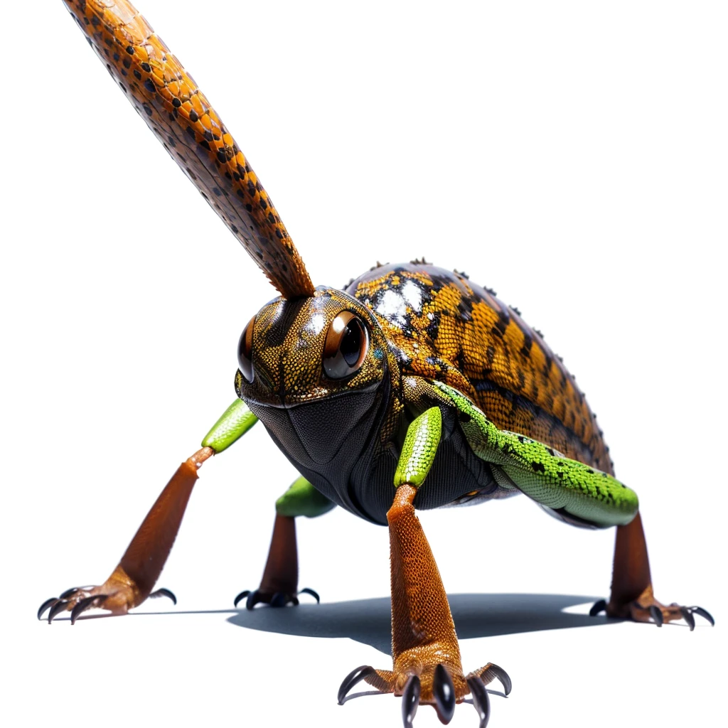 Big Animaly, ant mixed with lizard, plasma skins, Grassroots background, (white background simpleks)