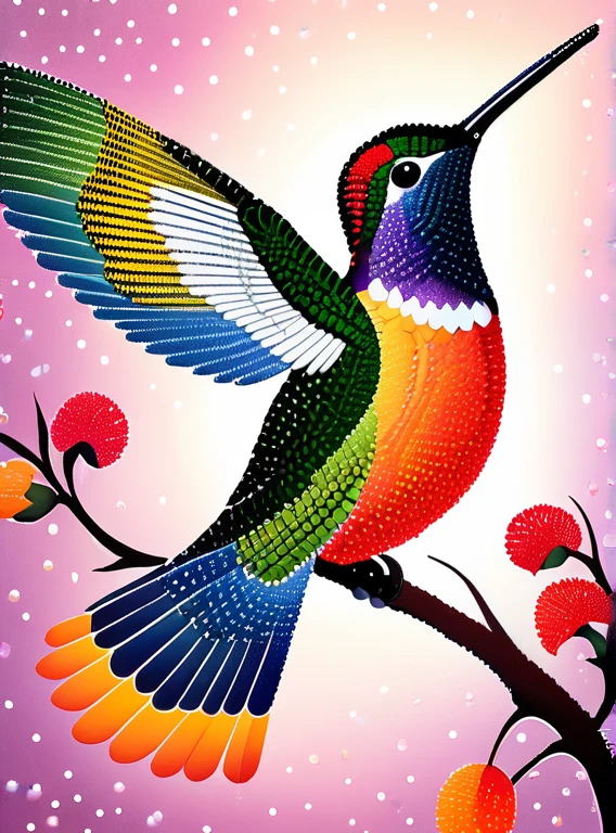 hummingbird，The art of dot painting，dot art