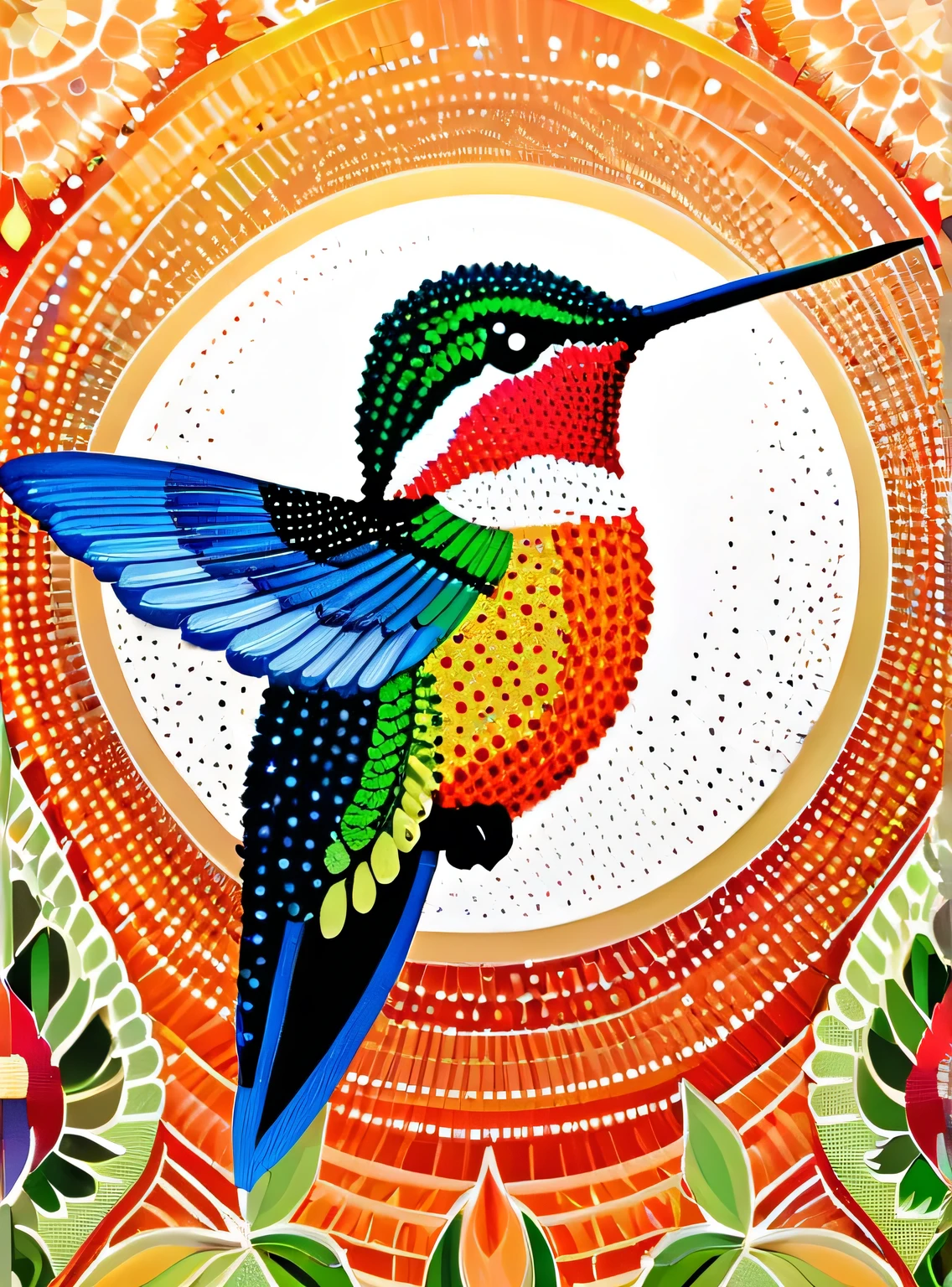 hummingbird，The art of dot painting，dot art