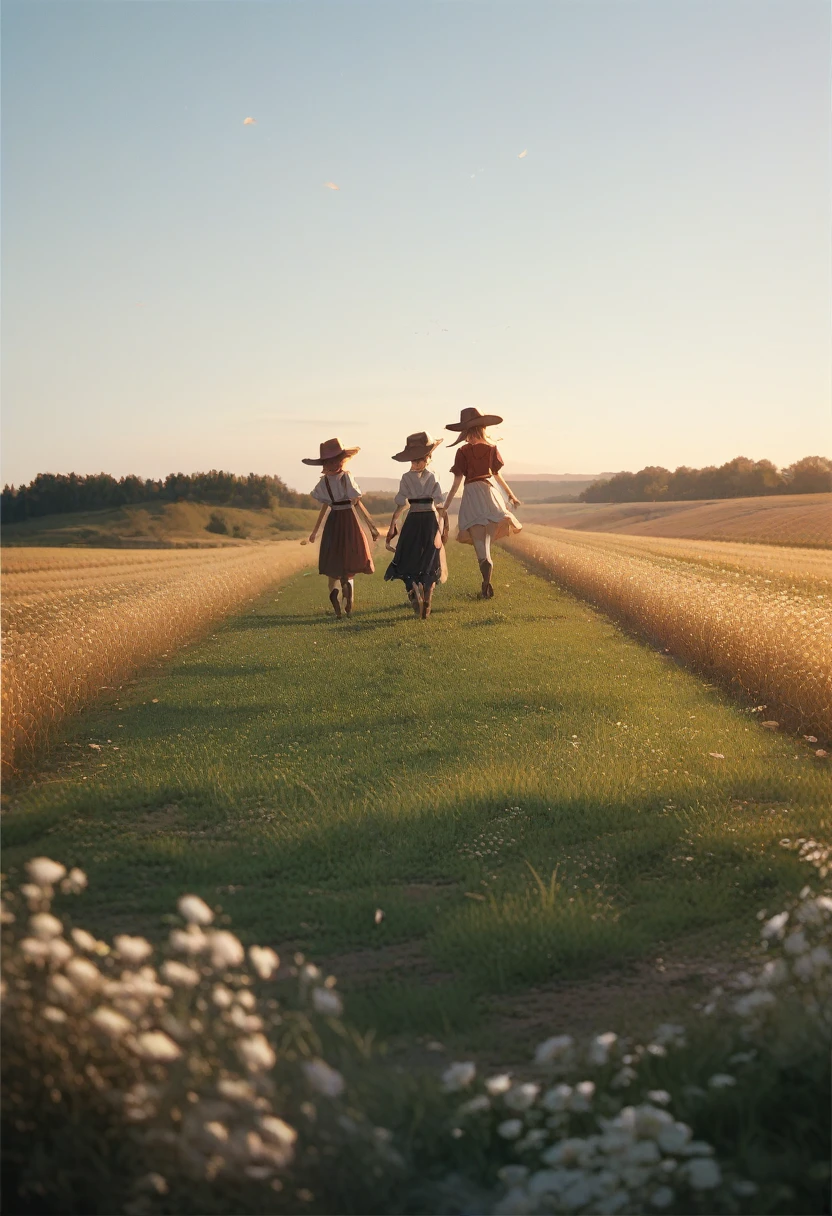 three girls in the field 