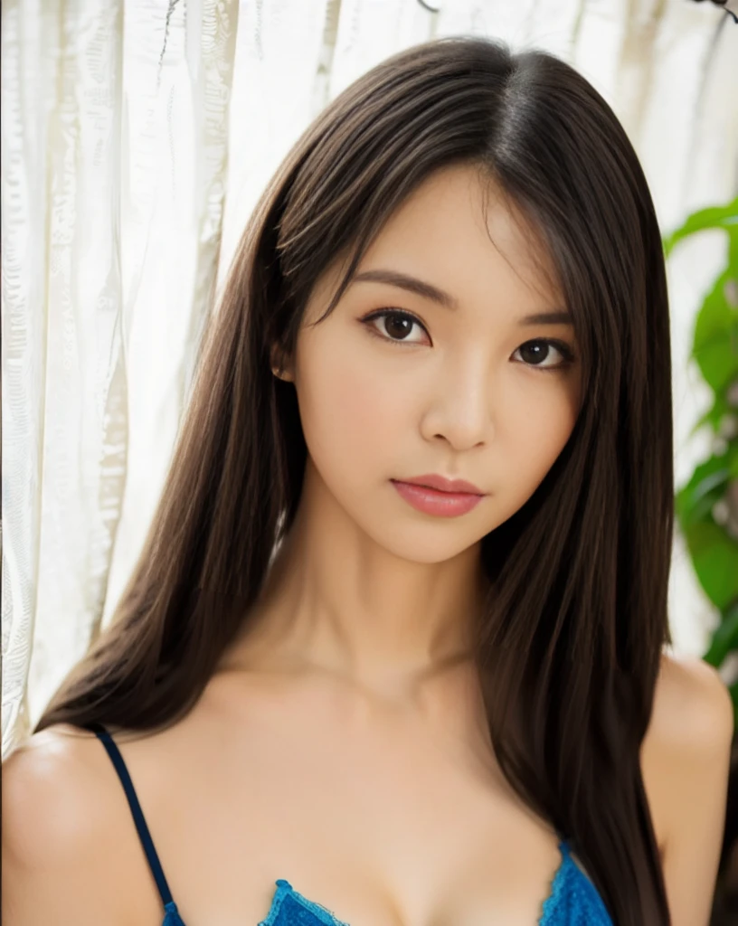 masterpiece, best quality,8k resolution,realistic,, 1 girl, there is a woman with long black hair posing for a picture, a picture by Tadashi Nakayama, flickr,