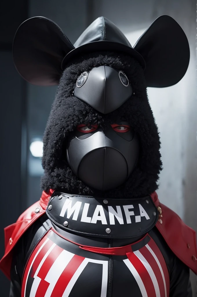 Make a shield with a black mafia mascot and name 