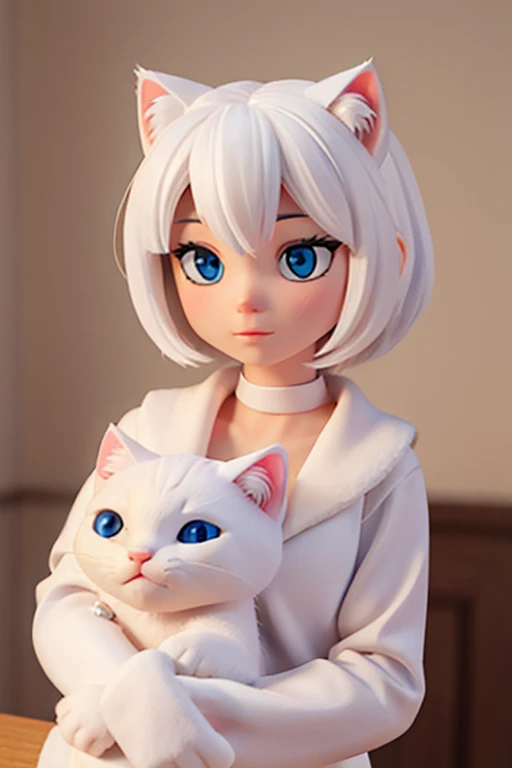white kitten with one eye of each color
