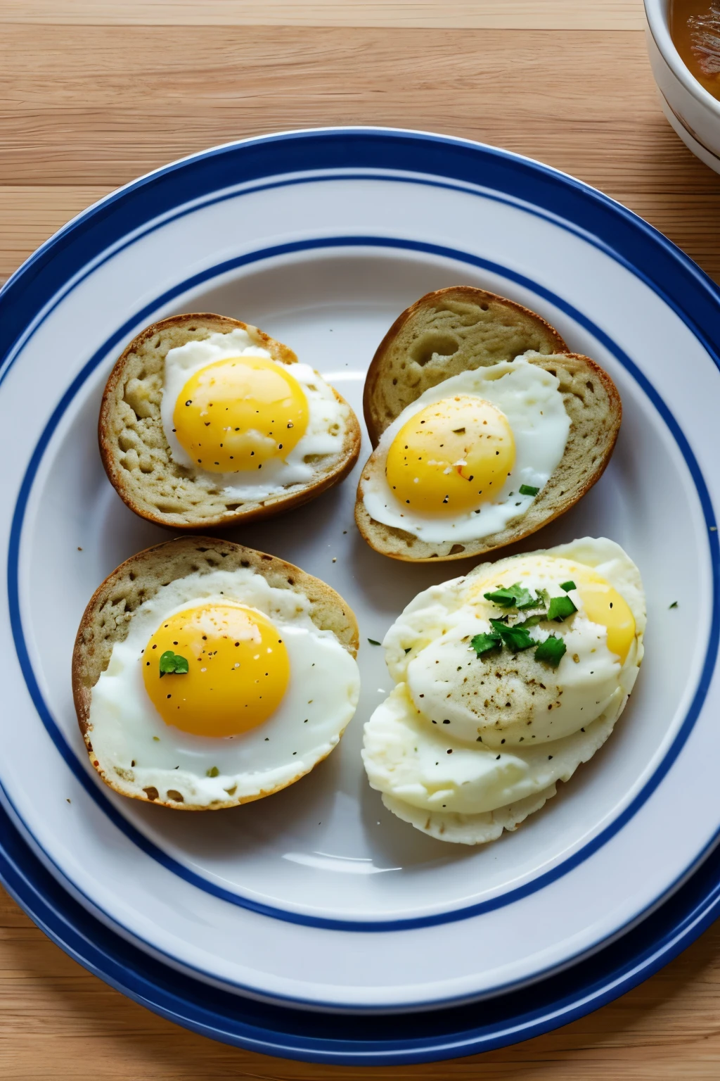 1 plate with 2 eggs 