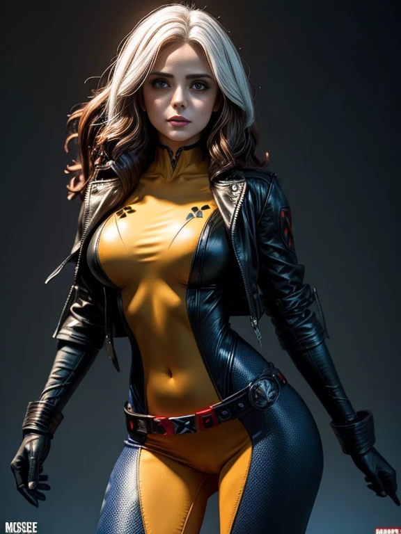Eliza Dushku、masterpiece、High quality 4K、villain (X-Men)、Gothic Girl、Sculpted Body Gothic Makeup、Black jacket、Red and blue bodysuit、masterpiece、Highest quality、Cowboy Shots、One personの女の子、One person、Technology Military Bodysuit、fringe