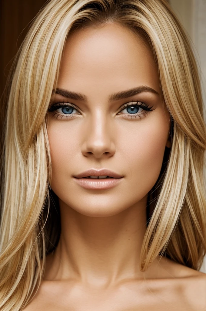 Face of a realistic blonde sexy woman 