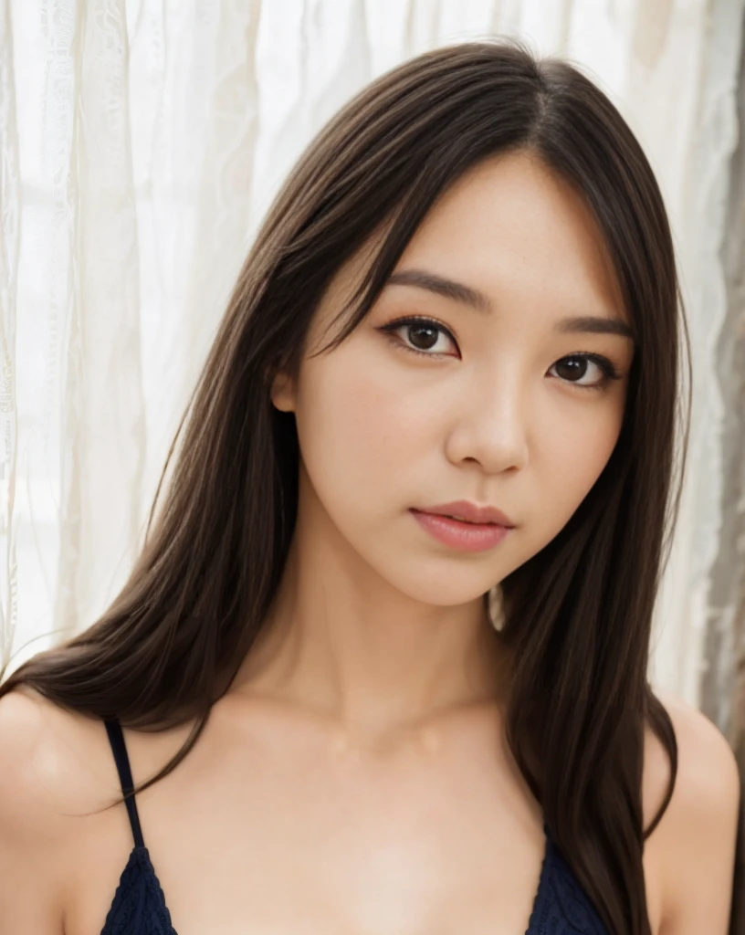masterpiece, best quality,8k resolution,realistic,, 1 girl, there is a woman with long black hair posing for a picture, a picture by Tadashi Nakayama, flickr, 